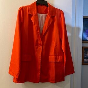 Red blazer. Light weight. Two pockets, functional. Great for work. Size large